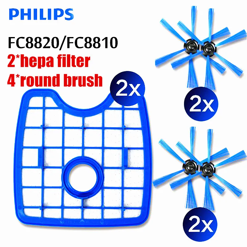 Пылесос Philips Robot FC8820 FC8810 FC8066 6 шт./компл. 2 фильтра экран + 4 круглых щетки аксессуары