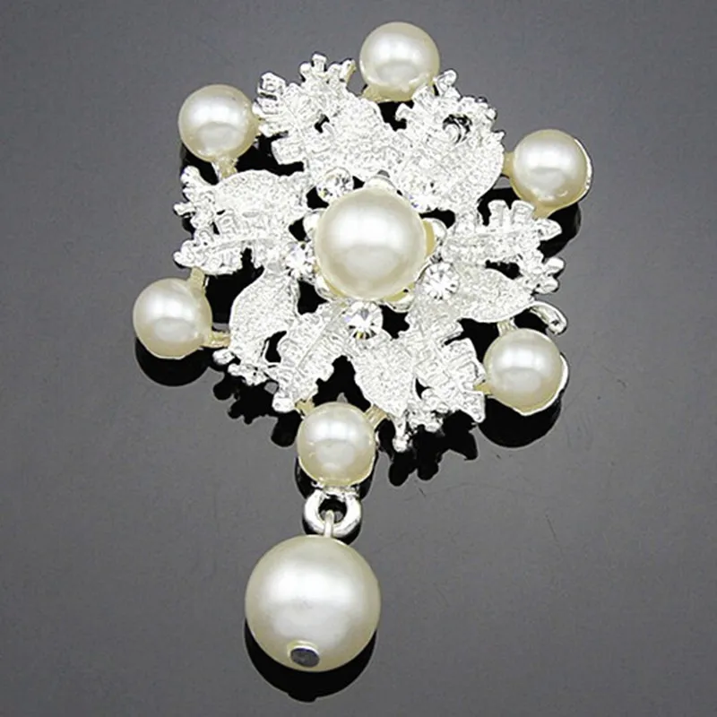 Посеребренные жемчужные Висячие свадебные букет Брошь уникальное украшение для