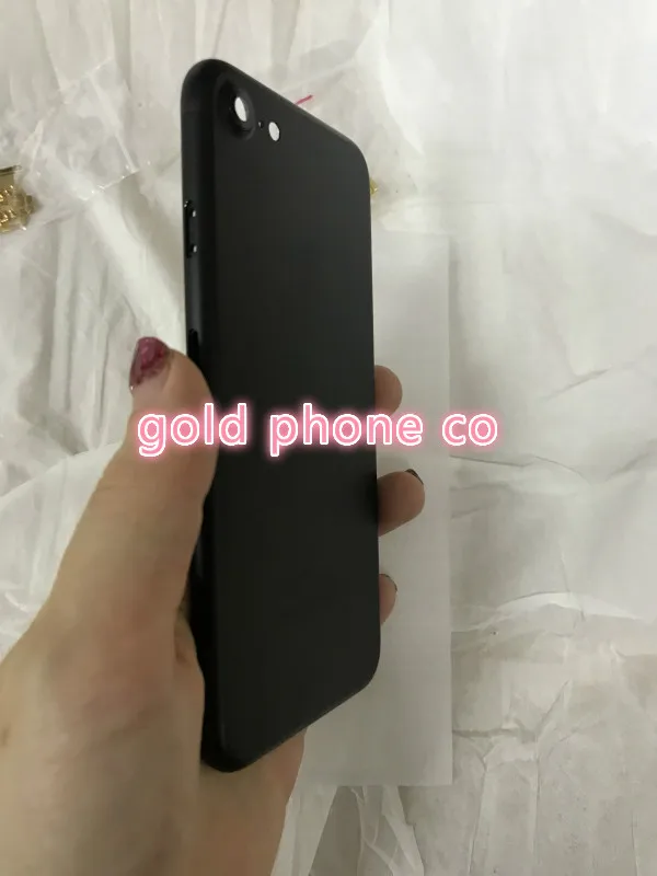 Безупречное качество корпус для iphone 7 матовый черный Задняя крышка батарея двери шасси с золотым логотипом+ карты лоток Золото пуговицы