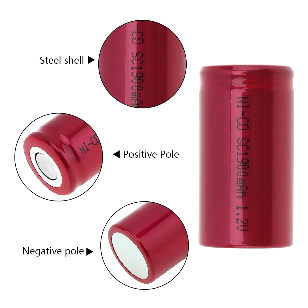 Soshine 2шт 1 2 V NI CD SC 1900mAh аккумуляторная батарея с плоской головкой