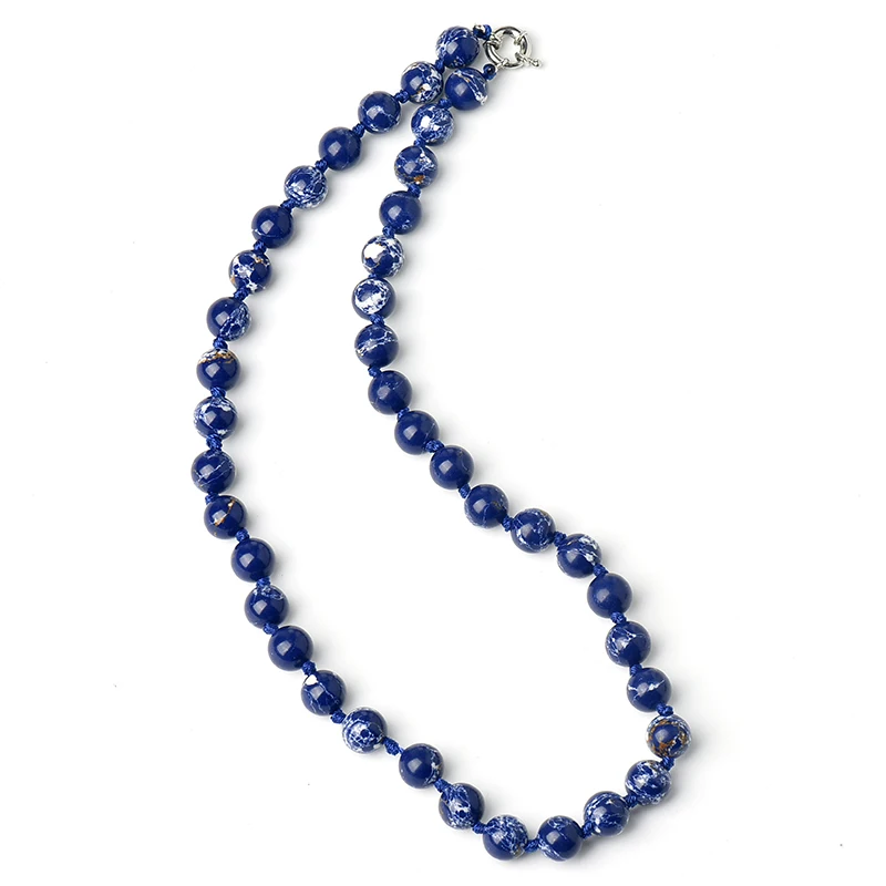 Темно-бусины из синего камня с белыми полосками 10 мм для самостоятельного