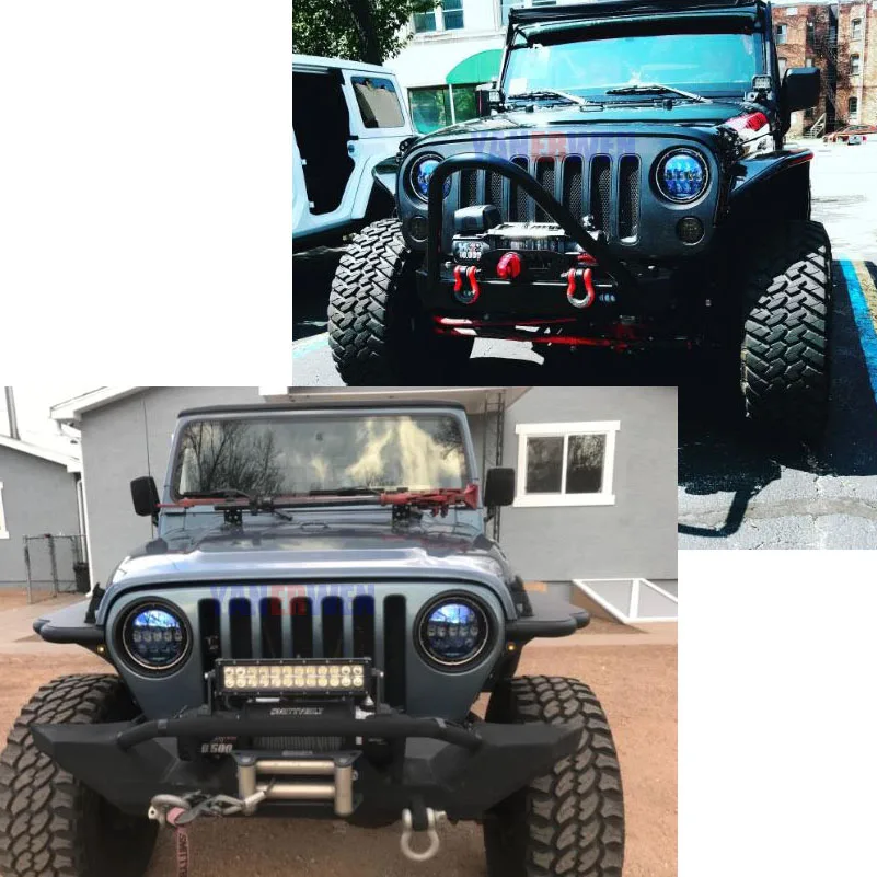 1 пара 7 дюймов светодиодный фонарь с белым желтый световой сигнал DRL 12 в 130 Вт Светодиодный светильник для внедорожников Jeep Wrangler Jk Tj для Hummer H1 H2 H3