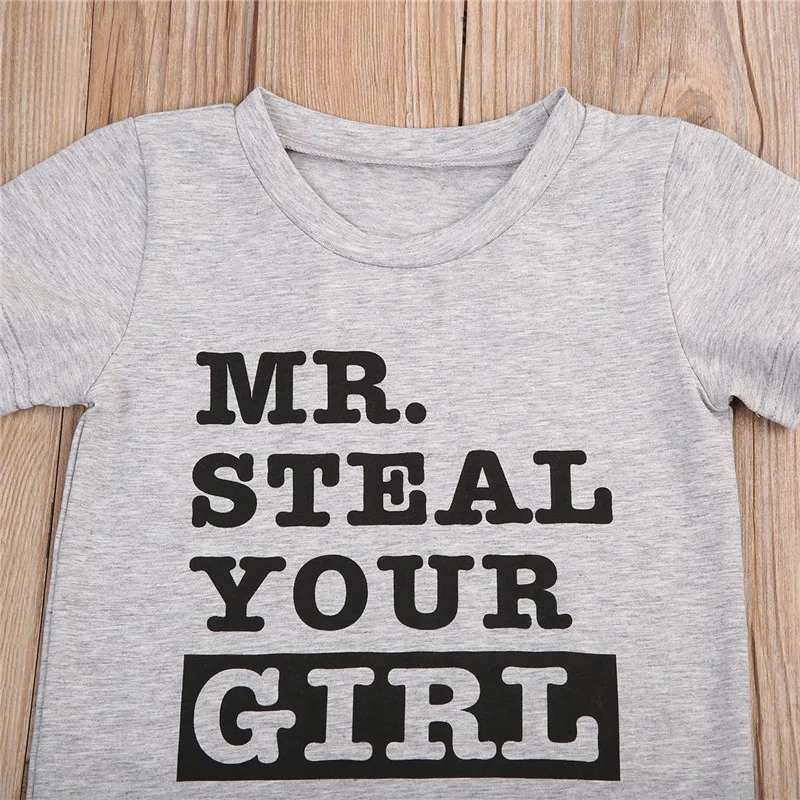 Футболка для мальчиков в простом стиле милый серый топ с буквенным принтом