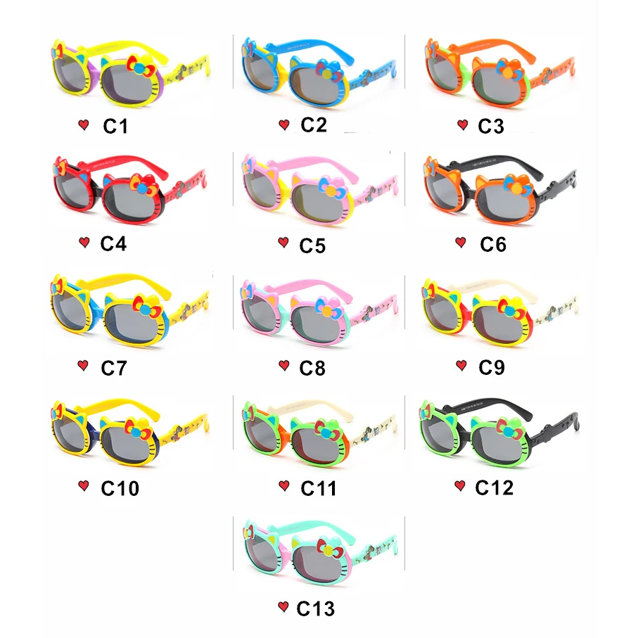 LDOFWJ Child Cute Cat Flip Up Polarized Sunglasses Kids Baby Infant Cartoon TAC TR90 Sun Glasses Outdoor Goggles Oculos |