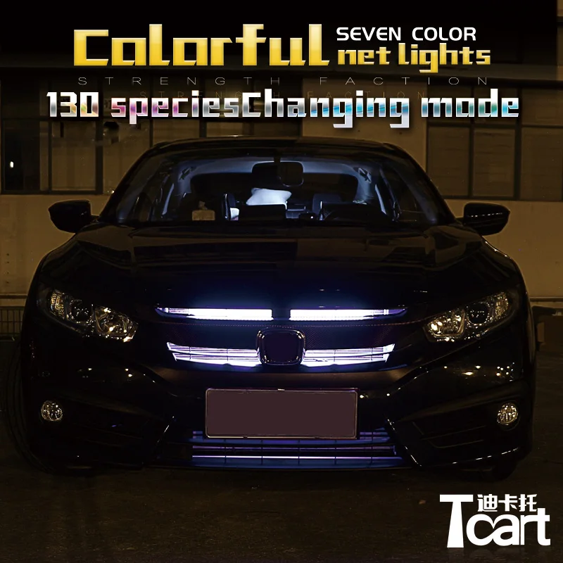 

Tcart 56cm LED Knight Rider net Lights with remote control for Honda Civic crv fit accord 2016 2017 2018 2019 accessories