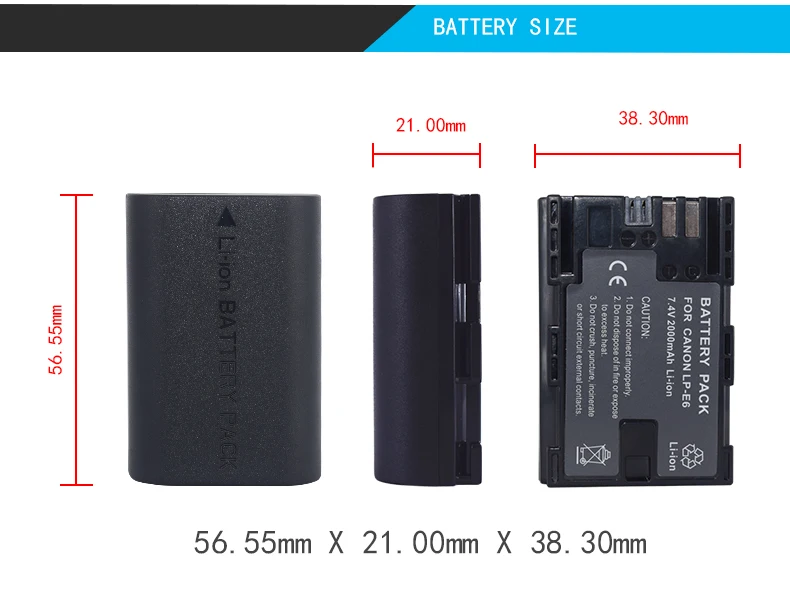 2 шт LP-E6 LPE6 2000mAh Аккумулятор для Canon 5D Mark II III и IV 70D 5Ds 6D 5Ds 80D 7D 60D 5Ds R DSLR камеры