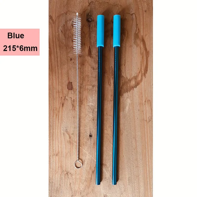 2Pcs-Blue A2 4 шт./компл. многоразовые Нержавеющая сталь питьевой набор соломинок с силиконовыми наконечниками и щеточка для чистки металла соломинки для 30oz 20oz стаканы - Цвет: 2Pcs-Blue A2