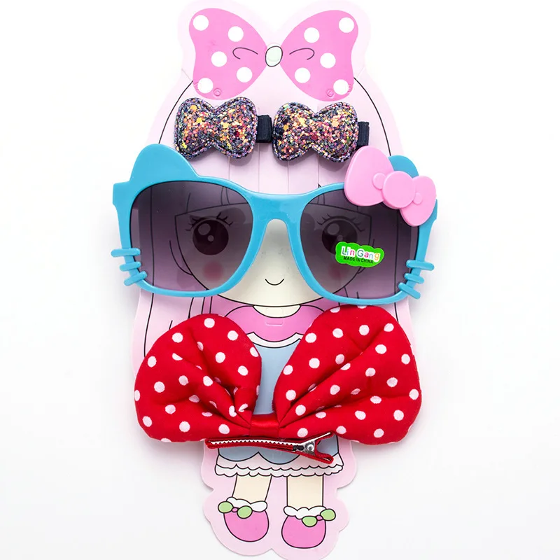 Bow tie Blue AILELINA 4 шт./лот милые девочки принцесса детский головной убор шпильки бант аксессуары для волос модель солнцезащитных очков аксессуары для волос - Цвет: Bow tie Blue