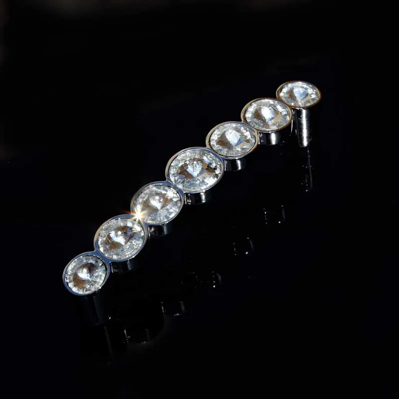 96 мм 128 стеклянные хрустальные дверные ручки для комода с серебряными и