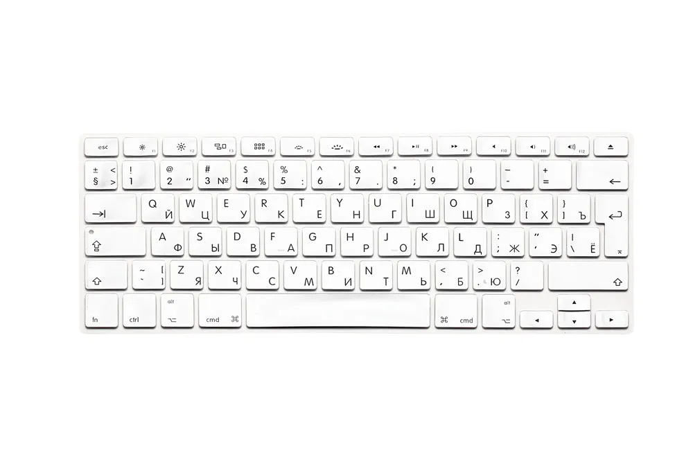 2 шт) английские русские буквы клавиатура пленка протектор для Macbook Air Pro retina 1" 15" 1" ноутбук Кожа Чехлы для Mac книга гелевый Чехол - Цвет: Серебристый