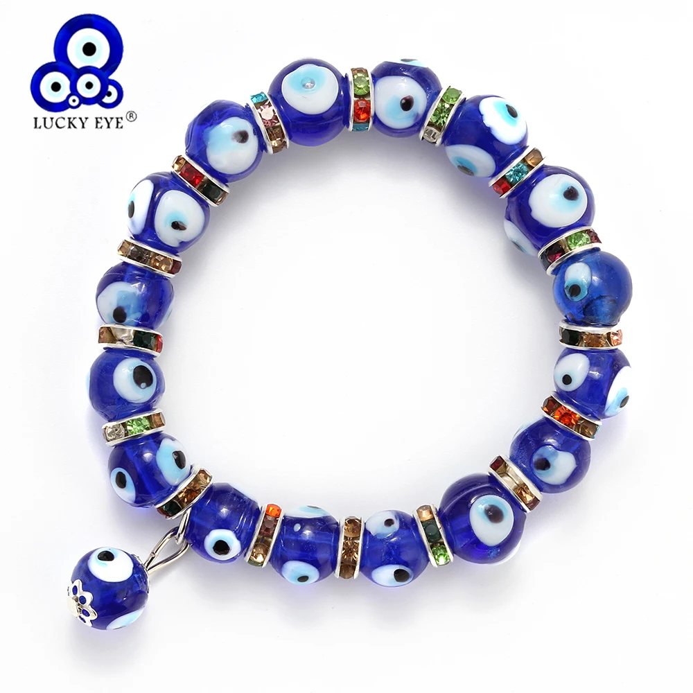 Стеклянный браслет Lucky Eye с бисером и сглаза синий подставка для женщин мужчин
