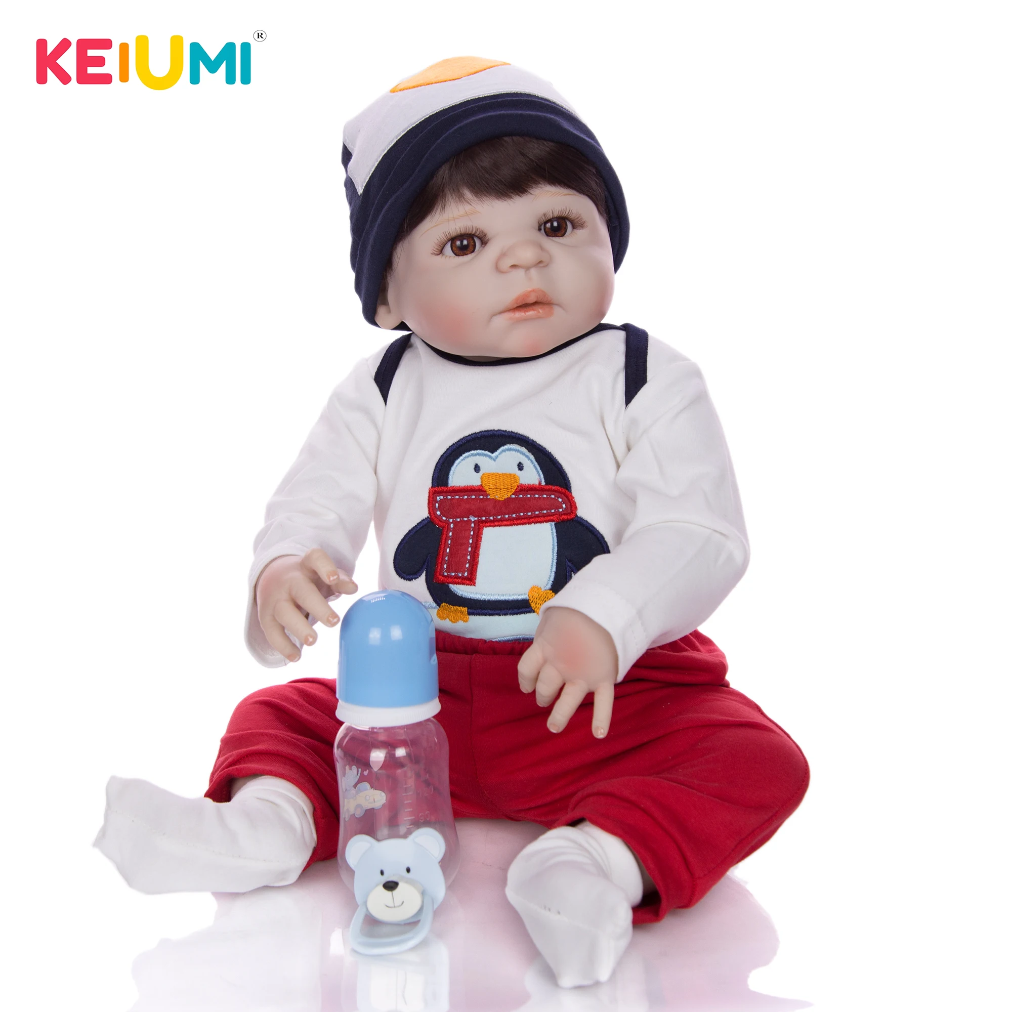 Реалистичная кукла реборн KEIUMI 23 дюйма полностью силиконовая виниловая Кукла для