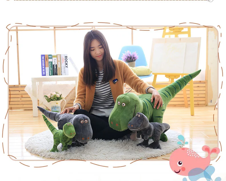 Мягкие игрушки динозавр, игрушка стоящая Дино Plushie кукла зеленый/серый похожая на настоящую Животные Дино детский подарок коллекция 40/55/70/100 см
