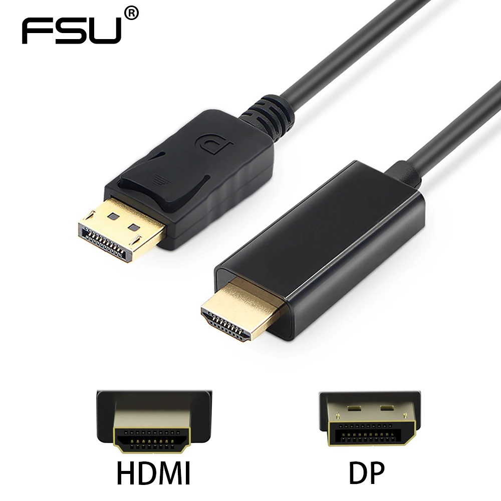 Дисплей порт кабель к HDMI адаптер DP к HDM позолоченный 1080P 60 Гц мужчин и мужчин для ПК ноутбук HD проектор 1,8 м 3 м