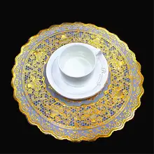 30 см водонепроницаемый стол коврик золотой круглый стол коврик кружева Doily коврик круглый
