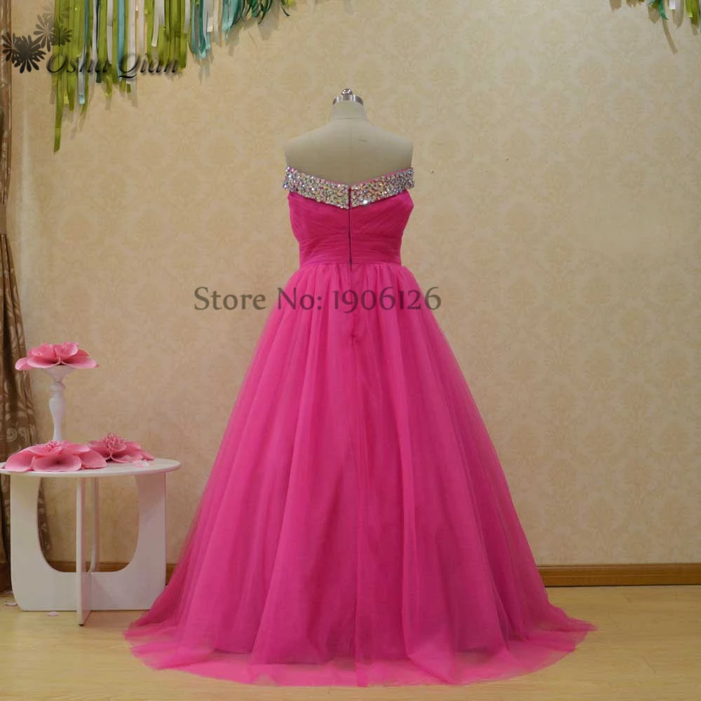 Vestido De Festa Longo 2016 Fuschia плюс Размеры Длинные бальное платье для выпускного вечера