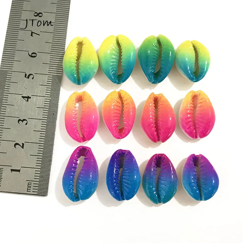 Бусины радужной расцветки Puka Cowrie 12 шт./лот х18 мм для изготовления ювелирных