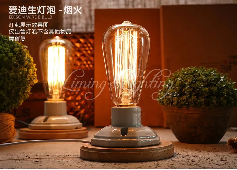 Марочные шарики Edison E27 прямые накаливания ST64 лампа накаливания с короткозамкнутым ротором углерода лампы Ретро электрическая лампочка эдисона для подвесного светильника