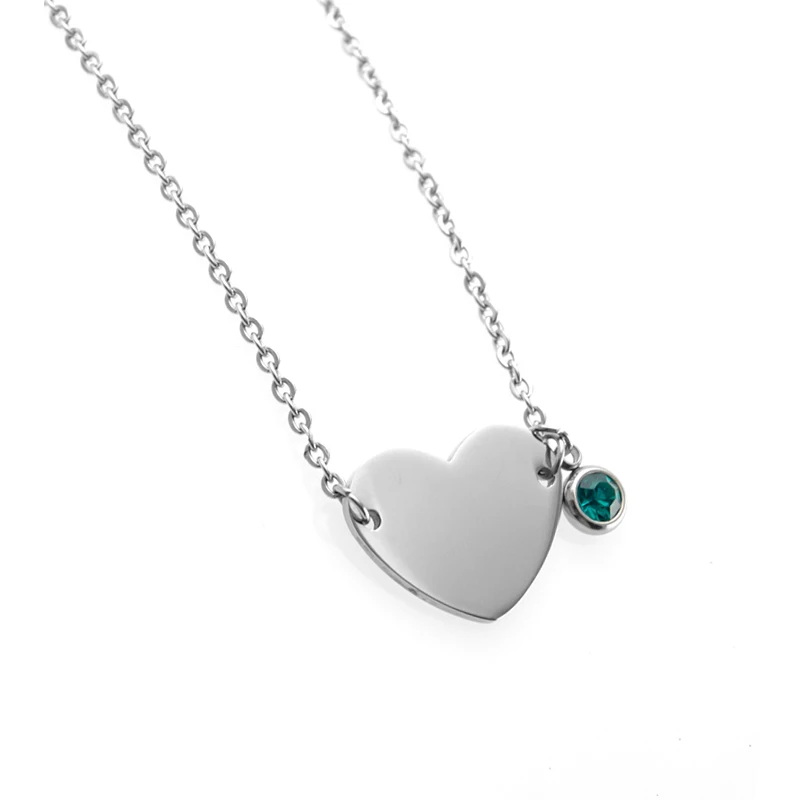birth stones Heart Choker female women jewelry lucky stone charm gift Rolo chain Stainless steel Necklace pulseras mujer | Украшения и