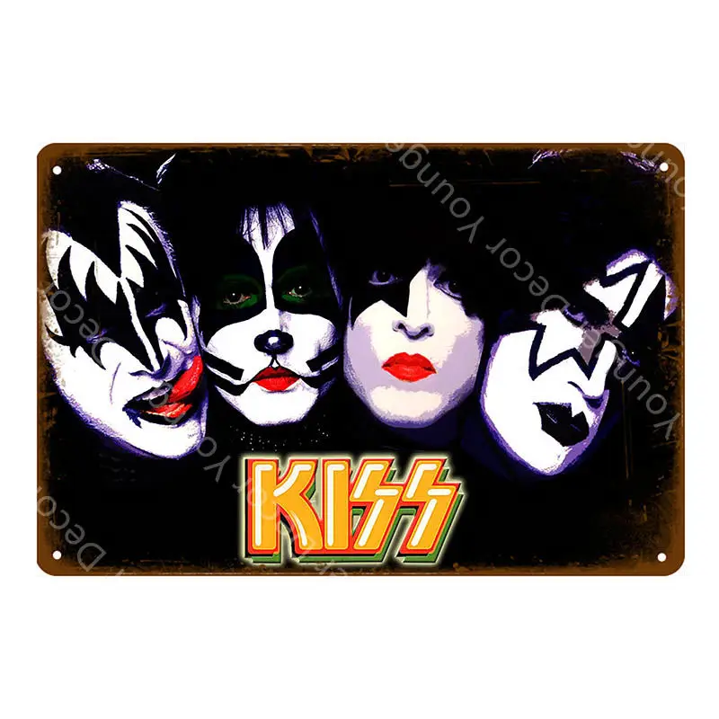 Музыкальная рок винтажные металлические знаки плакат Рок Группы &quotKiss&quot доска