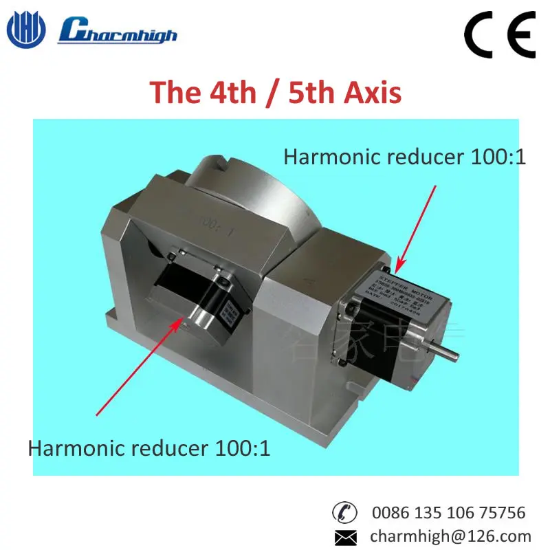 4th Axis, 5th Axis, ось, CNC делительная головка, 100:1, Гармонический редуктор, Гармонический редуктор(без гистерезиса