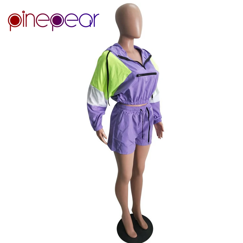 Комплект из 2 предметов женский толстовка с длинным рукавом и шорты|Комплекты для