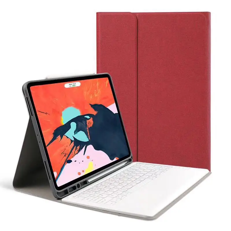 Red Ультратонкий чехол для клавиатуры для iPad Pro 12,9 смарт-ткань кожаный защитный чехол для Apple iPad беспроводная клавиатура - Цвет: Red