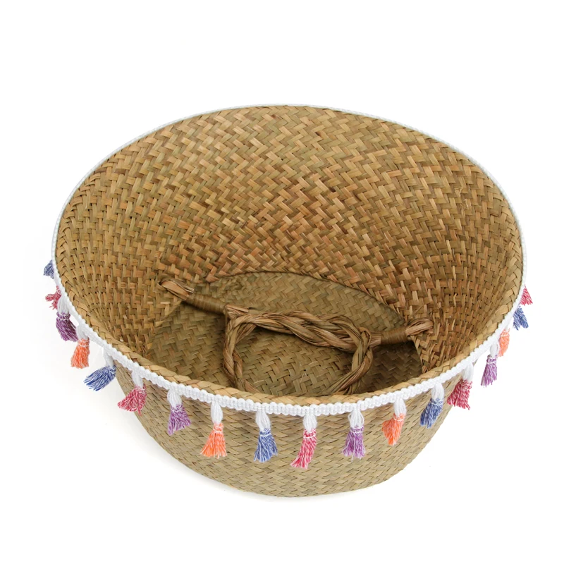 Seagrass Wickerwork Basket Rattan Foldable Hanging Flower Pot Planter Woven Dirty Laundry Hamper Storage Home Decor | Дом и сад