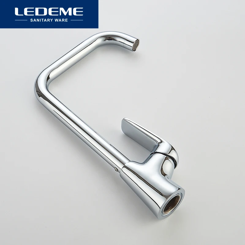 LEDEME Смеситель для кухни высокий с гайкой латунь Цвет: хром L4048