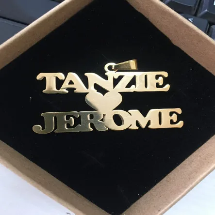 2 Names with Heart Готическое ювелирное изделие на заказ ожерелье из нержавеющей стали подвеска Золотая Длинная цепочка с бусинами персонализированное именное ожерелье s для женщин и мужчин подарок - Окраска металла: 2 Names with Heart