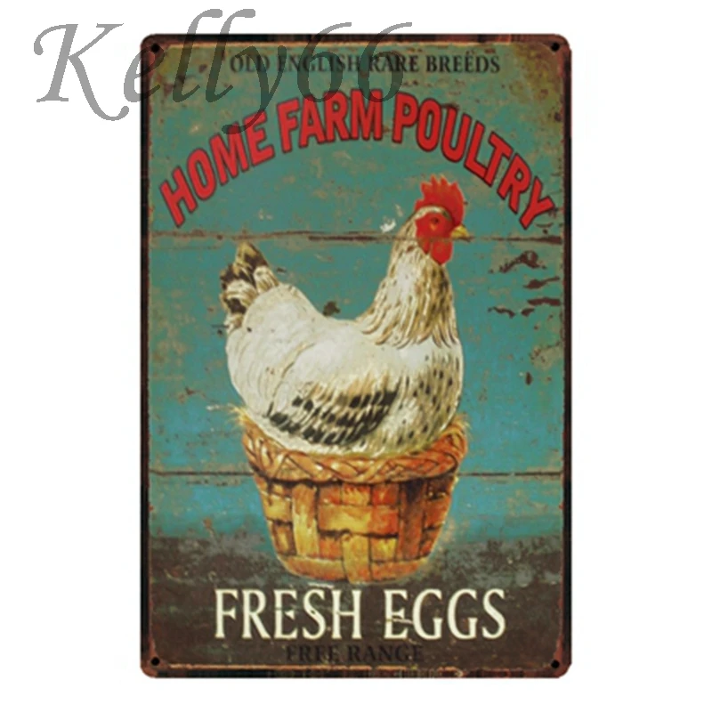 

[ Kelly66 ] Fresh Eggs Farm Poultry Vintage Metal Sign Tin Poster Home Decor Bar Wall Art Painting 20*30 CM Size y-1442