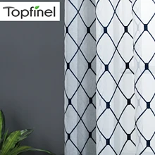 Topfinel геометрические вышитые прозрачные Занавески Тюль окна шторы для кухни гостиной спальни белая, тонкая, прозрачная ткань для кафе