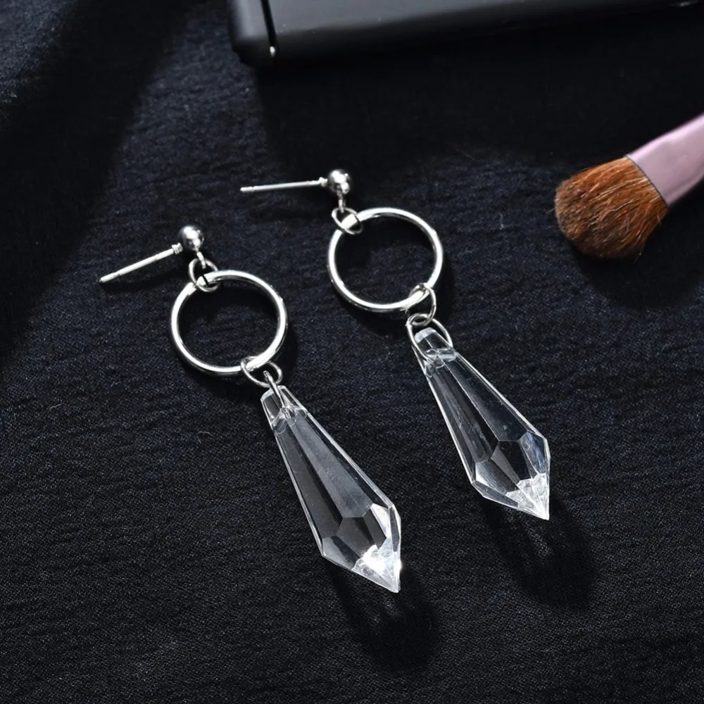 MESTILO Korean Fashion Transparent Crystal Water Drop Dangle Earrings For Women Bullet Shape Long Jewelry | Украшения и