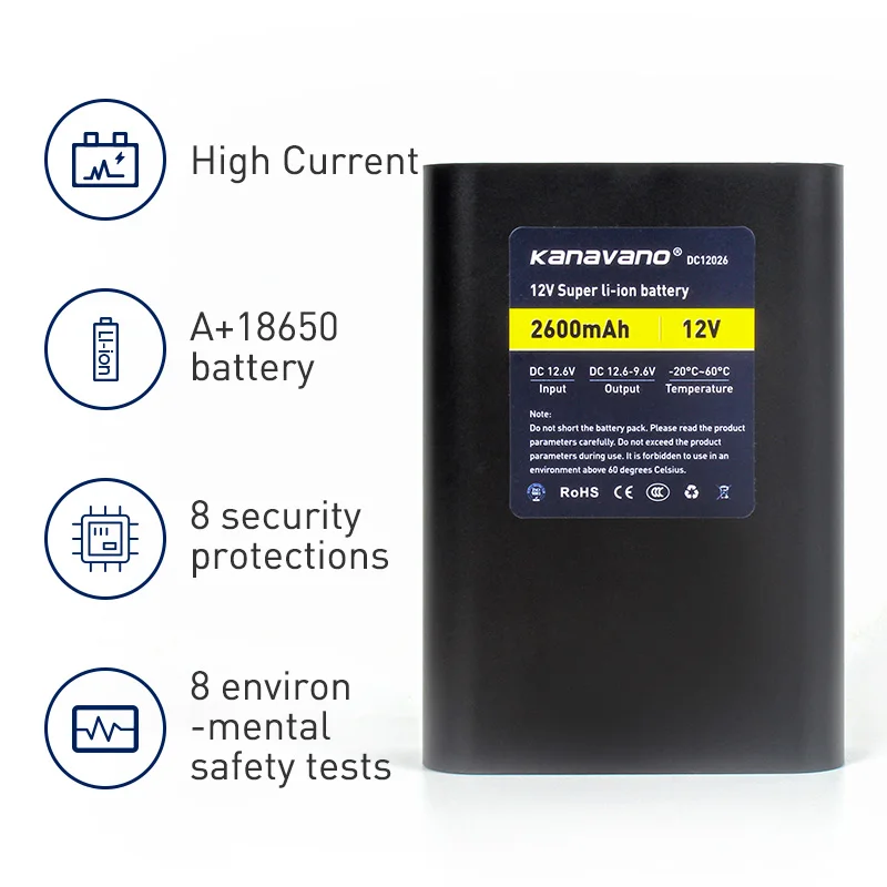 Kanavano 12V 2600mAh литий-ионный аккумулятор для 12 6 V до 11 1 2.6A CCTV камеры батареи + EU/US 1A