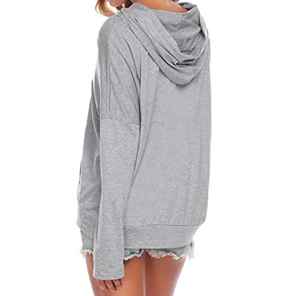 Женские хлопковые толстовки свитшоты однотонный пуловер с длинным рукавом