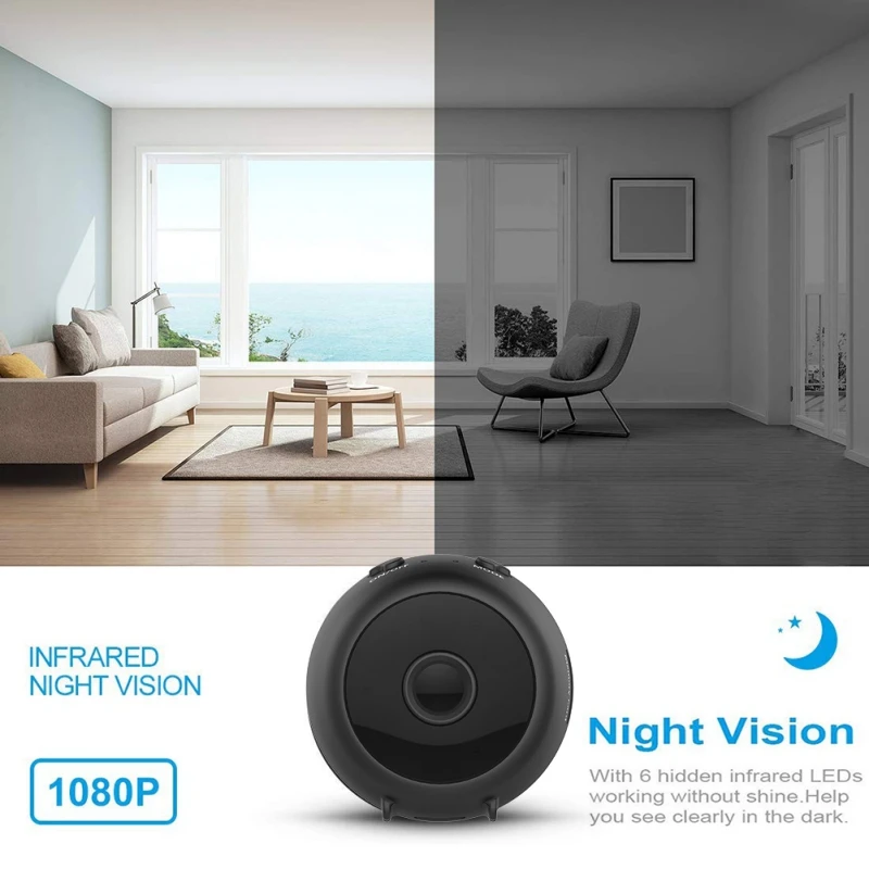 IP камера 1080p Компактная Беспроводная с поддержкой Wi Fi и функцией ночного