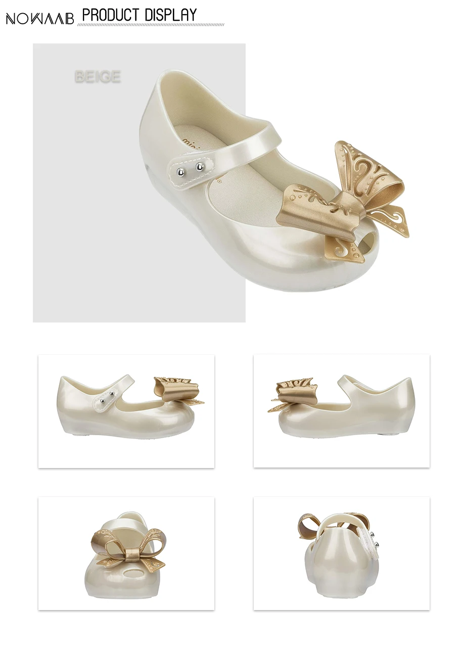 Mini Melissa Ultragirl IX оригинальные прозрачные сандалии для девочек детские сандалии с бантом детская пляжная обувь Нескользящая Мелисса для малышей
