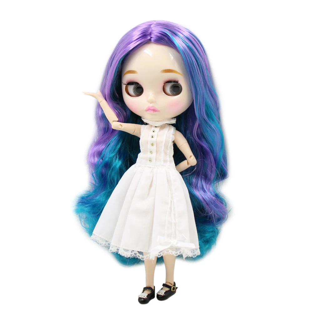 Ледяная кукла DBS Blyth 280BL4302/7216 фиолетовые и синие волосы блестящее лицо новая