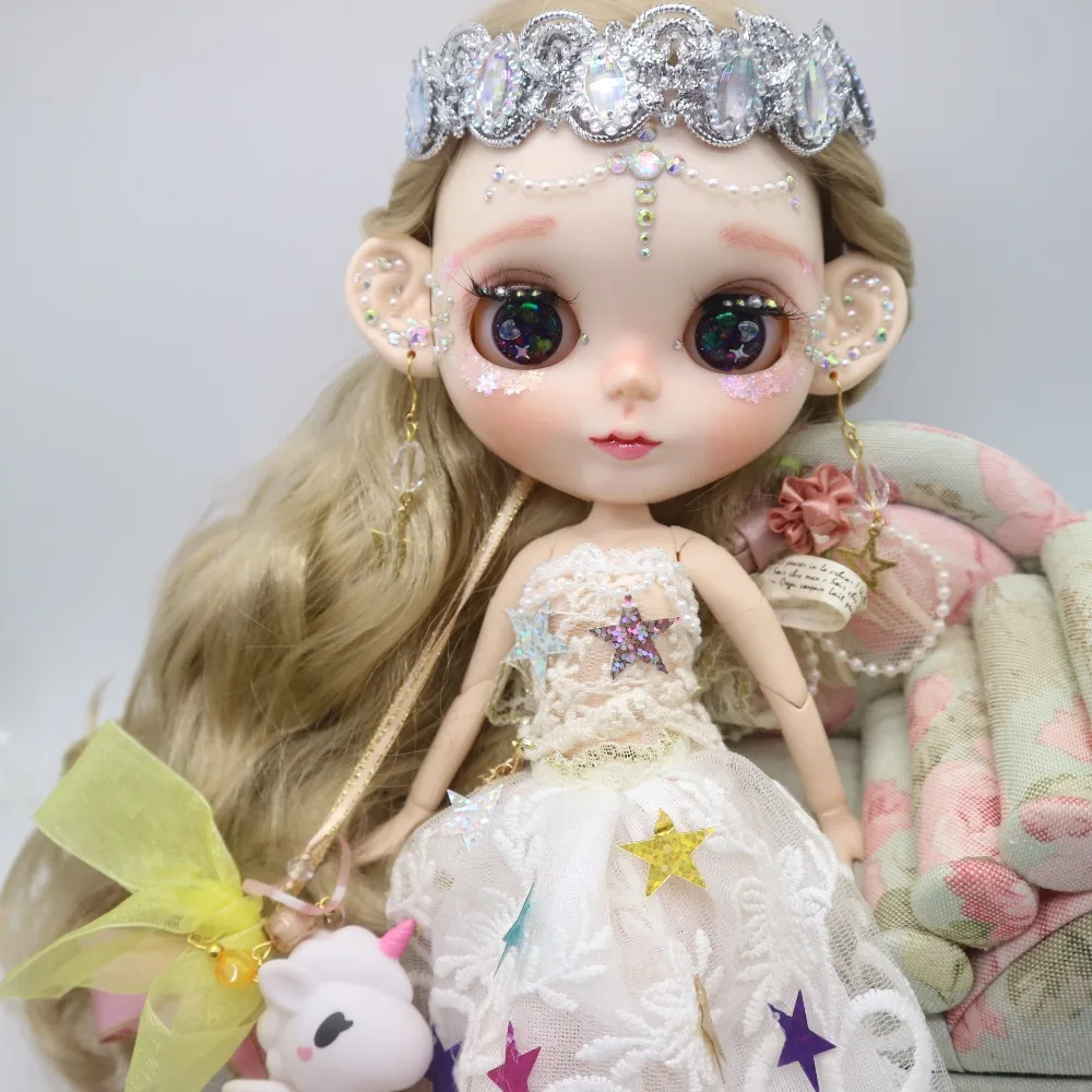 Кастомизация кукла DIY соединение тела Обнаженная blyth кукла для девочек, включая одежду и серьги Красивая девушка