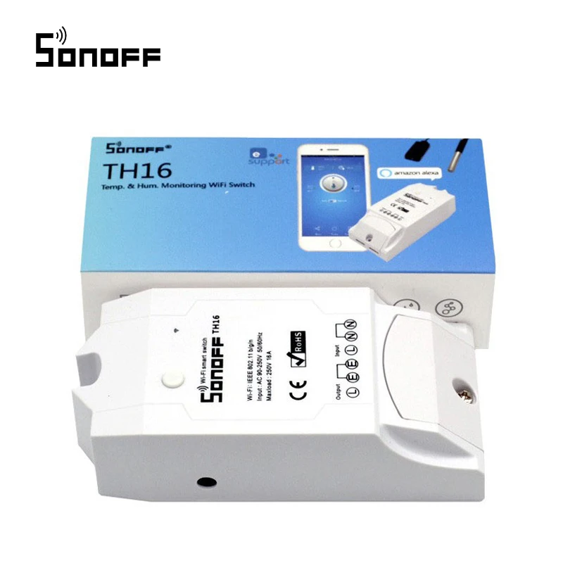 Смарт переключатель Sonoff TH16 с Wi Fi датчик контроля температуры и влажности пульт