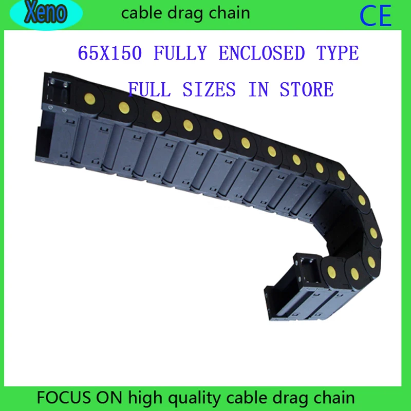 

Free Shipping 65*150 1 Meter Fully Enclosed Type Plastic Towline Cable Drag Chain Wire Carrier With End Connects For CNC Machine