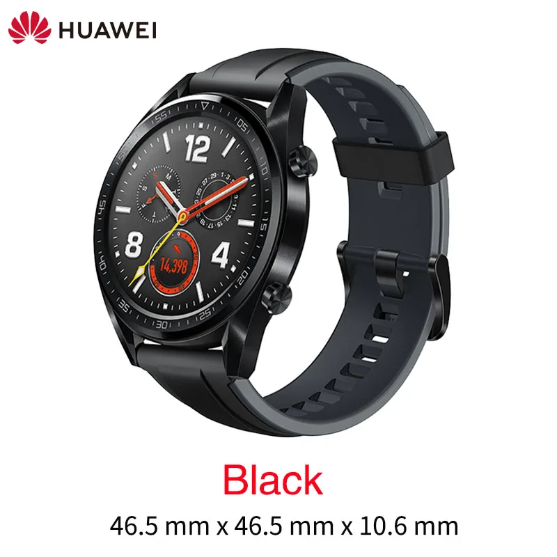 Смарт-часы huawei GT с поддержкой gps NFC, срок службы батареи 14 дней, 5 АТМ, водонепроницаемый трекер сердечного ритма, спортивные часы для Android iOS - Цвет: Black (sports)