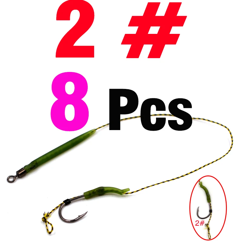 8Set size2 MNFT 8 шт. Карповые рыболовные готовые завязанные волосы Chod Rigs сделанные волосы комбинация тефлоновые колючие крючки размеры 2#4#6#8 - Цвет: 8Set size2
