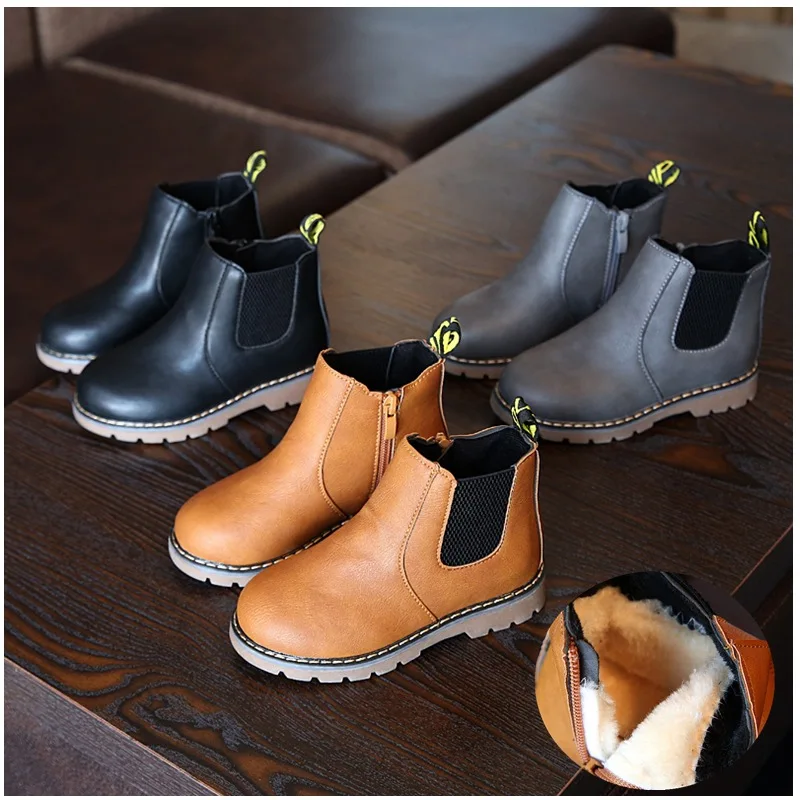 Новинка зимы 2018 утепленные Длинные Плюшевые кожаные короткие Ботинки Martin в стиле