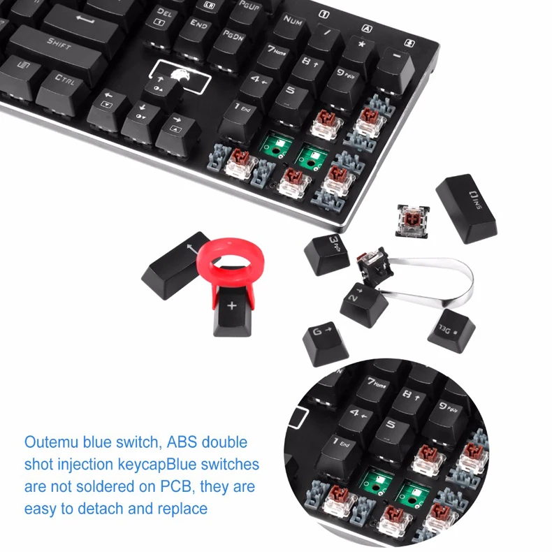 Игровая клавиатура, USB Проводная компьютерная механическая клавиатура, RGB подсветка, 81/104 клавиш, анти-привидение, коричневый, красный, синий переключатель для PC Gamer