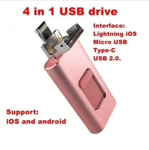 OTG USB - 16 /32 /64 /128 /256  4  1  iOS iPhone6S 7Plus8 X Android Type-C - Multi-Func
