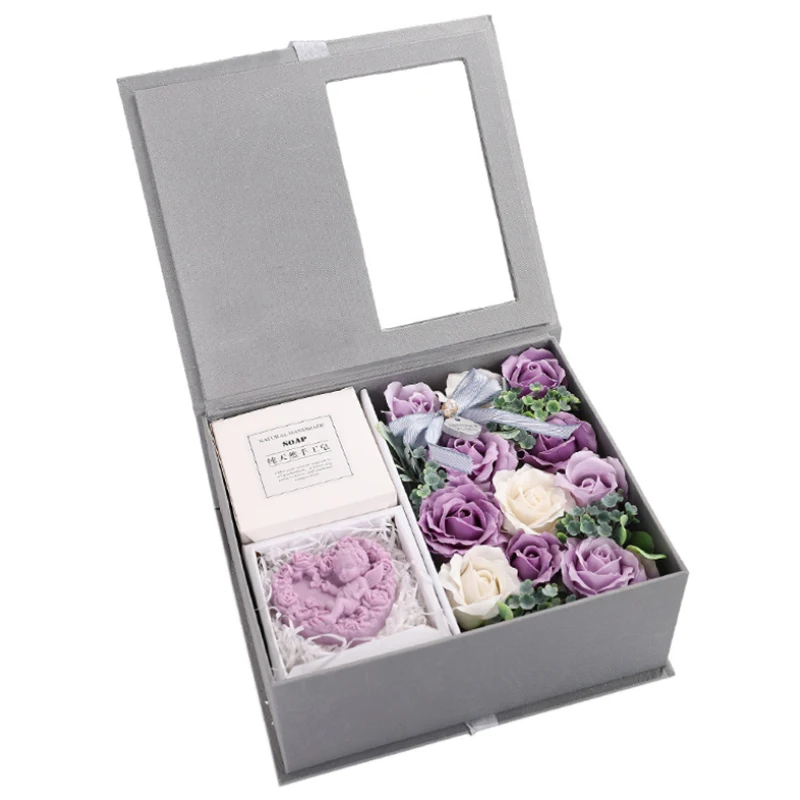 Purple Новое ароматизированное мыло, искусственная Роза, для купания, ангел, роза, Подарочная коробка, свадьба, день рождения, подружка, романтические ароматные лепестки, цветы - Цвет: Purple