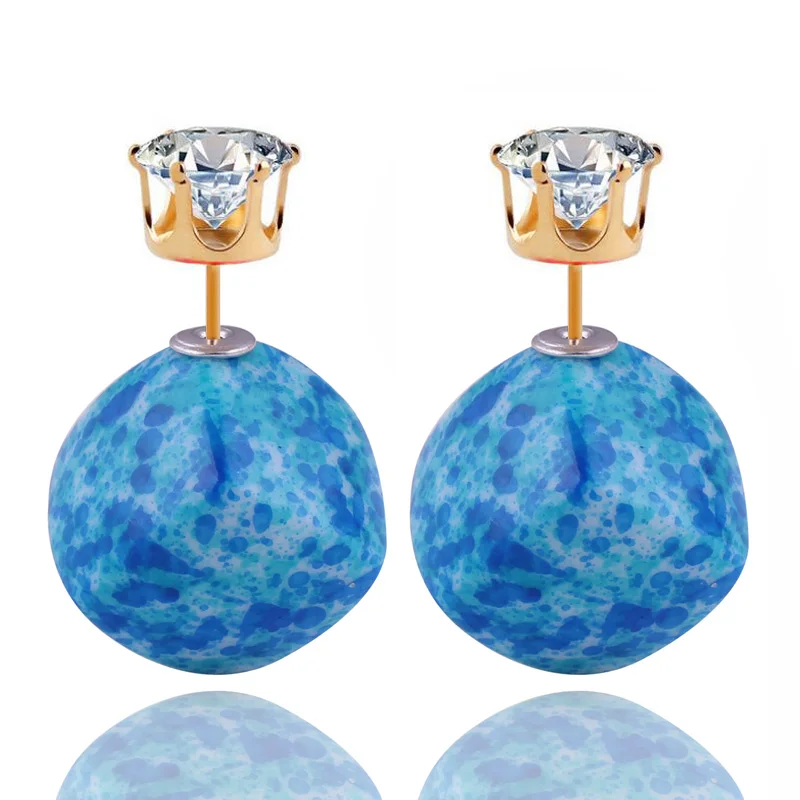 12 цветов Новое поступление двусторонние серьги с рисунком из натурального камня