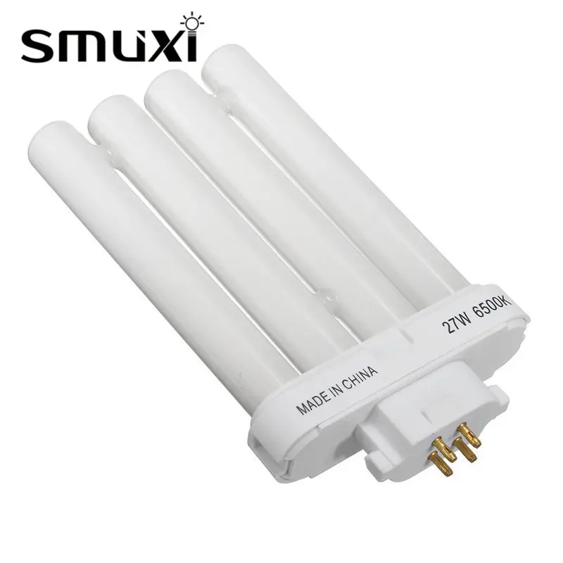 Smuxi 27W Компактный Флуоресцентный светильник, 4 ряда, светильник, лампочка, 4-контактная трубка, энергосберегающая лампа, лампа, чистый белый 6500 K, светильник ing AC220V