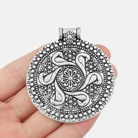 2pcs large tribal bohemian boho medallion round charms pendants for necklace making jewelry findings 68x60mm
